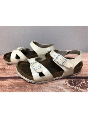Birkenstock Rio White Ankle Strap Sandals Girls Kids 28/10 (7U54)